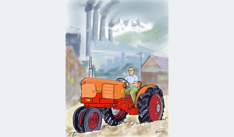 प्रचण्डको हातमा ट्याक्टरको स्टेरिङ थमाएपछि...